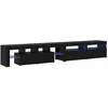 Image de Meuble TV moderne avec LED - vidaXL - Chêne Noir - Bois dingénierie - 260x37x40 cm - Éclairage LED - 4 portes