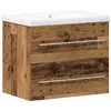 Image de Meuble de lavabo mural - vidaXL - Bois ancien - 60x385x48 cm - Bois reconstitué et céramique - Tiroir intégré