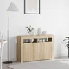 Image de Meuble de rangement - Chêne Sonoma - 116 x 30 x 75 cm - 8 compartiments - Éclairage LED multicolore