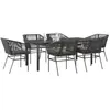 Image de vidaXL Ensemble à manger de jardin coussins 7pcs noir poly rotin verre ensemble de salle à manger dextérieur 3334616
