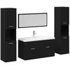 Image de Ensemble de mobilier de salle de bain moderne - vidaXL - Chêne Noir - Bois dingénierie - 30x30x130 cm - Miroir inclus