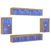 Image de Ensemble meuble TV moderne - vidaXL - Chêne artisanal - Bois dingénierie - 37 x 30 x 70 cm - 14 étagères - Bandes LED