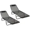 Image de Chaise longue pliante - vidaXL - Noir - Textilène - 182x55x855 cm - Pliable - Réglable - Résistant aux UV
