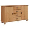 Image de Buffet en bois de pin massif - vidaXL - 1335x40x79 cm - Marron - 4 tiroirs - 2 portes - Style traditionnel