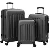Image de Set de valises en plastique ABS - vidaXL - 3 pièces - Gris foncé - 50x31x78 cm - Roues rotatives à 360° - Coque rigide