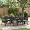 Image de vidaXL Ensemble de jardin de 9 pièces avec coussins noirs en rattan synthétique table et 8 chaises pour lextérieur. 3334860