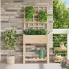 Image de Jardinière avec treillis et étagère 71x37x152 cm en bois massif de sapin
