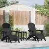 Image de vidaXL Ensemble de salon de jardin 3 pièces Noir HDPE Chaises Adirondack Avec Table Dappoint Résistant Aux Intempéries 3335848