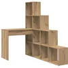 Image de Bureau dangle moderne - vidaXL - Chêne artisanal - 1495x1015x1495 cm - Bois dingénierie - Étagère intégrée