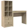 Image de Bureau en bois dingénierie - vidaXL - Chêne Sonoma - 145.5x50x127 cm - 2 tiroirs - Étagères intégrées