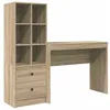 Image de Bureau en bois dingénierie - vidaXL - Chêne Sonoma - 145.5x50x127 cm - 2 tiroirs - Étagères intégrées