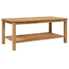 Image de Table basse en bois de teck - vidaXL - Moderne - 110x55x45 cm - Marron - Rangement intégré - Assemblage requis