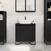 Image de VIDAXL Meuble sous-vasque chêne noir 60 x 35 x 60 cm   meuble lavabo contemporain avec rangement