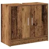 Image de Cabinet de lavabo rustique - vidaXL - 63x29x55 cm - Bois massif - Finition vieillie - 2 portes - Rangement salle de bain