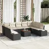 Image de vidaXL Ensemble de canapé de jardin avec coussin 10 pcs Noir polyrotin 3347999