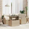 Image de vidaXL Ensemble de repas extérieur avec coussin 5 pcs Beige Poly rotin 3348457