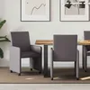 Image de Chaise de salle à manger VIDAXL lot de 2   simili cuir gris roulettes et accoudoirs 57 x 66 x 94 cm