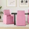 Image de Chaise de salle à manger - VIDAXL - Lot de 2 - Rose - Tissu rembourré - Roulettes & accoudoirs