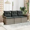 Image de vidaXL Ensemble de canapé de jardin avec coussin 3 pcs Gris Poly rotin 3353888