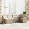 Image de vidaXL Ensemble de canapé de jardin 6 pcs Beige et blanc Poly rotin 3354440