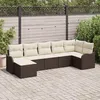 Image de vidaXL Ensemble de canapé de jardin 7 pcs Marron et blanc Poly rotin 3354457