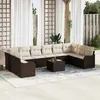 Image de vidaXL Ensemble de canapé de jardin 11 pcs Marron et blanc polyrotin 3354557