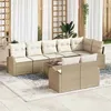Image de vidaXL Ensemble de canapé de jardin 9 pcs Beige et blanc polyrotin 3354770