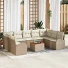 Image de vidaXL Ensemble de canapé de jardin 10 pcs Beige et blanc Salon de jardin moderne canapé modulable ajustable mobilier en 3356293
