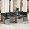 Image de Ensemble de 8 pièces de canapés de jardin avec coussins gris clair en rattan poly Canapé de jardin 2 places avec rangement 3357515