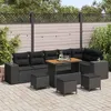 Image de Ensemble de salon de jardin de 10 pièces en rotin noir avec coussins vidaXL acacia 3362029