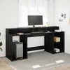 Image de vidaXL Bureau avec porte Chêne noir 200 x 55 x 91 cm Bois dingénierie 3365616