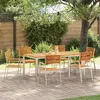 Image de vidaXL Chaise de jardin 6 pcs Marron Bois dacacia massif Chaise de jardin moderne assise extérieure résistante 3334847