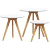 Image de Table basse ronde en bois de noyer - vidaXL - 50x50x46 cm - Marron - Bois massif de noyer - Finition blanche douce