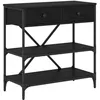 Image de Table console avec tiroirs - vidaXL - Chêne noir - Design industriel - Bois massif - Rangement étroit - 75x100x34.5 cm