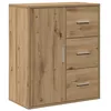 Image de Buffet moderne en bois dingénierie - vidaXL - Chêne artisanal - 60x31x70 cm - 3 tiroirs - 1 porte à charnières