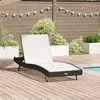 Image de Chaise Longue - Noir - Poly Rattan - Textilène - Ajustable
