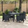 Image de vidaXL Ensemble de salle à manger de jardin 5 pièces avec coussins anthracite en poly rotin table carrée et 4 chaises. 3378533