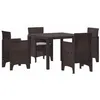 Image de vidaXL Ensemble de salle à manger de jardin 5 pièces marron en polyrotin Table carrée avec 4 chaises résistantes à leau 3378539