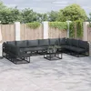 Image de vidaXL Ensemble de canapé de jardin avec coussin 11 pcs Noir Aluminium 3378903