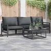 Image de vidaXL Ensemble de canapé de jardin avec coussin 4 pcs Noir Acier 3378963