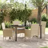 Image de Ensemble de salle à manger de jardin 5 pièces vidaXL avec coussins en rotin poly beige 3379796