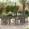 Image de vidaXL Ensemble de repas jardin 5 pièces avec coussins Gris en rotin poly 3380779