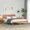 Image de vidaXL Cadre de lit avec tête de lit Brun cire 140 x 210 cm Pin massif 872313
