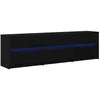 Image de Meuble TV rustique - vidaXL - Chêne Noir - 180x34x50 cm - Bois dingénierie - 6 tiroirs - Bandes LED - Facile à nettoyer