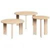 Image de Table basse en bois massif - vidaXL - Naturel - Ronde - Pin - 475x475x27 cm - Set de 3 pièces - Emboîtable