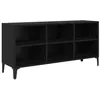 Image de Meuble TV mural rustique - vidaXL - 695x30x50 cm - Bois dingénierie - Noir - Étagères intégrées - Gain de place