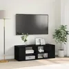 Image de Meuble TV mural VidaXL 102×35×35 cm Chêne noir   Bois dingénierie étagères intégrées design contemporain