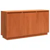 Image de Buffet en bois de pin - vidaXL - 111x34x60 cm - Chêne Brun - 3 portes - Rangement polyvalent - Poignées en bois