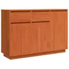 Image de Buffet en bois moderne - vidaXL - Pin massif - Brun cire - 110x34x75 cm - 3 portes - 2 tiroirs - Montage au sol