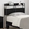 Image de Tête de lit de rangement - VIDAXL - 90 cm Chêne noir - LED intégrées - Cadre acier - Contemporain